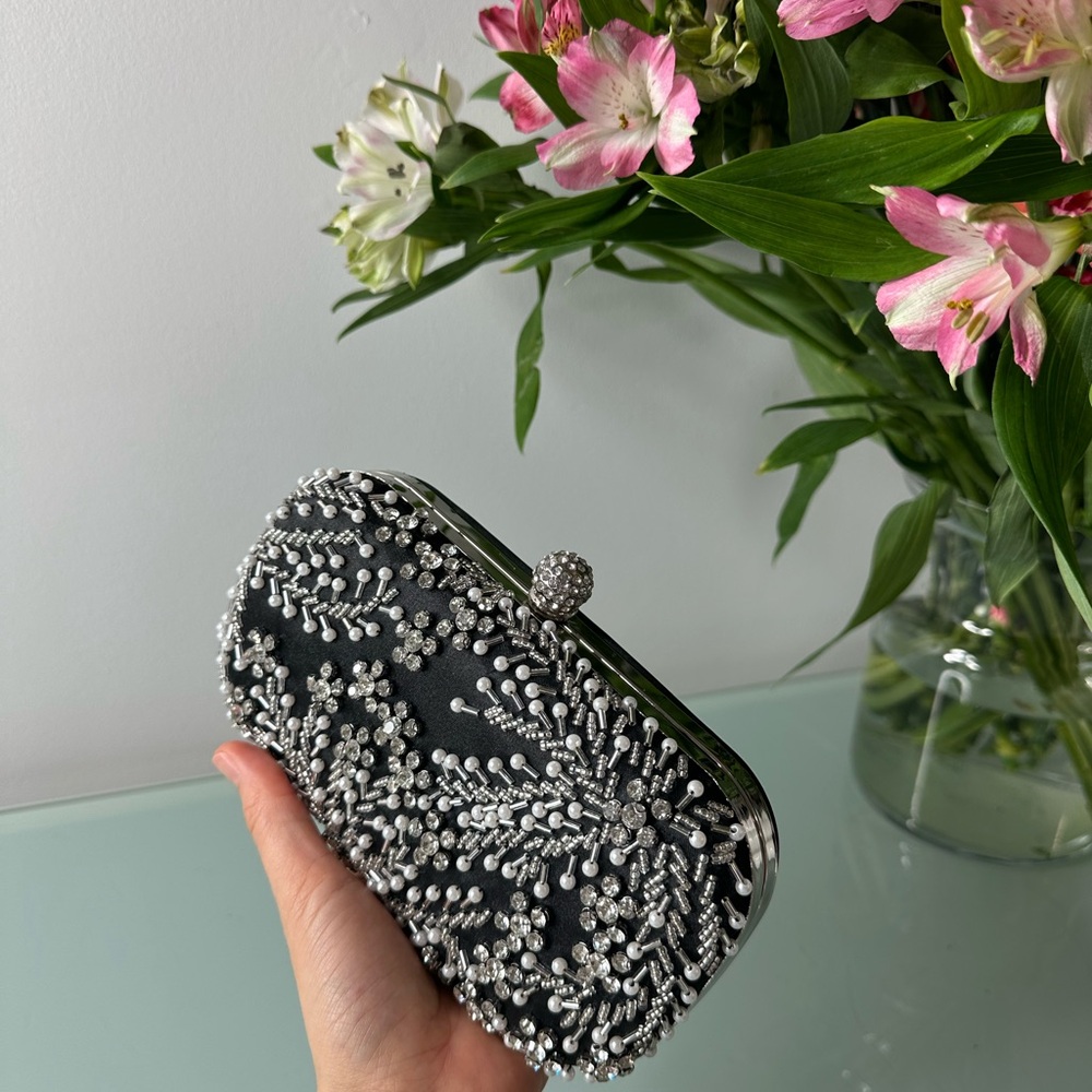 Elegant Black Beaded Clutch